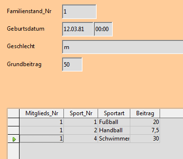 Formular mit Unterformular