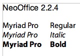 Myriad Pro in NeoOffice