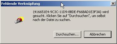 Fehlende Verknüpfung, vielleicht hängt das zusammen?