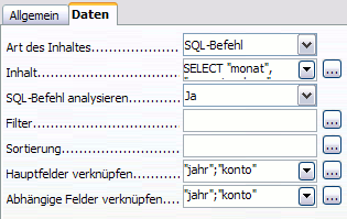 Verknüpfung der Diagramm-Felder