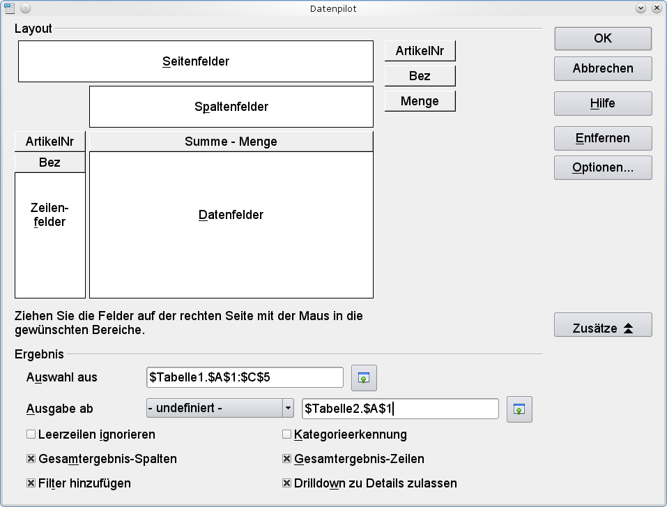 Datenpilot-Summe ArtikelNr
