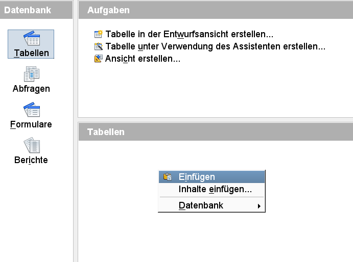 Leere HSQLDB, Tabellendaten einfügen