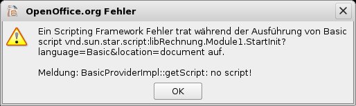 Screenshot des Fehlers