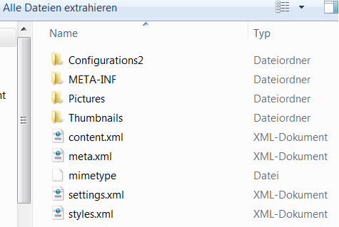 Die Präsentations-Datei wurde nach ZIP umbenannt und dann geöffnet.