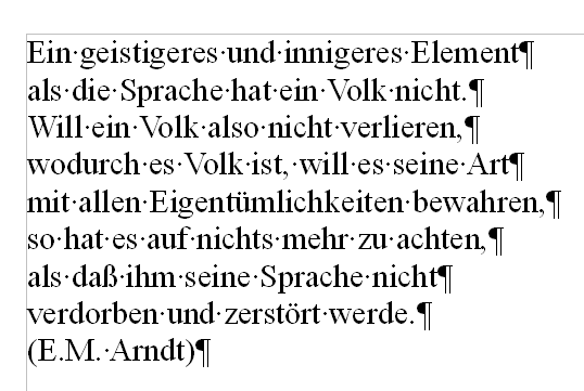 Gerade eben im Büro (wo ich noch eine &quot;ältere OOo&quot; habe) erstellt. Zeilen mit &lt;ENTER&gt;/&lt;RETURN&gt; umgebrochen.